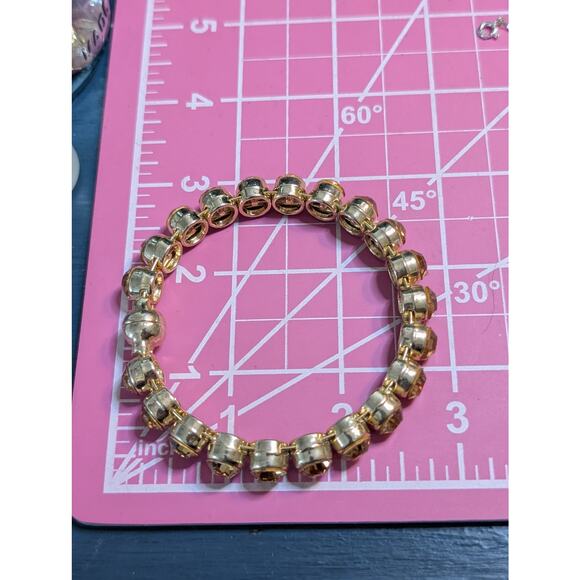 Topaz Crystal Gold Tone Magnetic Close Bangle Bracelet - Picture 7 of 8